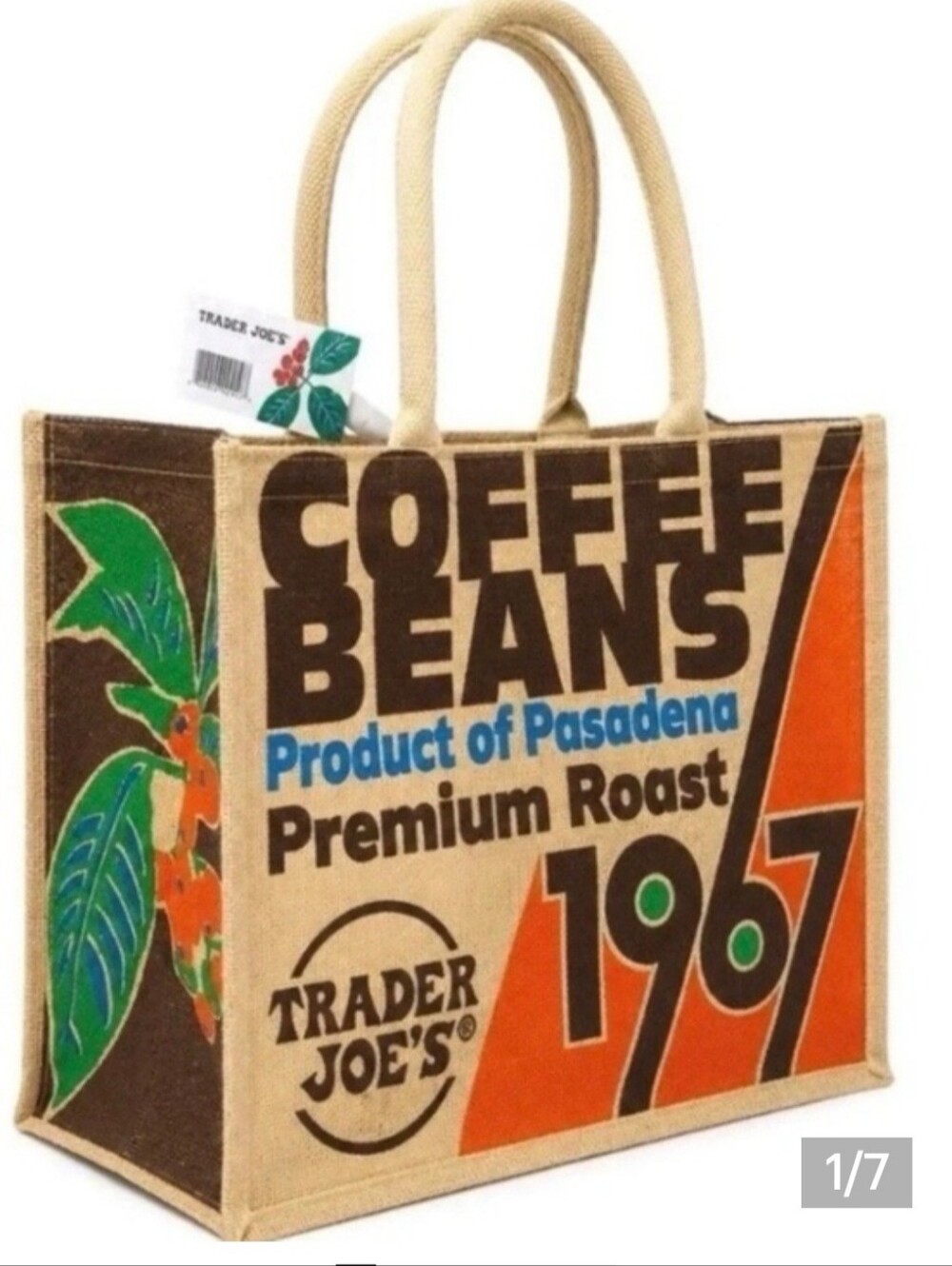 Beige Coffee Beans Jute Tote Bag